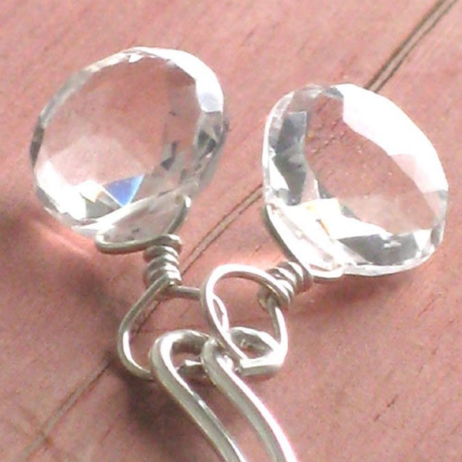 White Topaz Earrings, Sterling silver, Micro, Petite, Clear, Sparkle, Topaz Drop Earrings, Minimal Jewelry, Modern