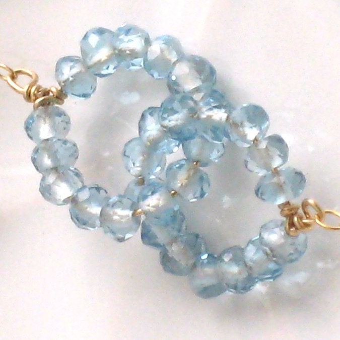 London Blue Topaz Necklace,  Intertwined rings, 14K Gold Fill, Entwined Rings, Interlocked, Something Blue, November Birthday