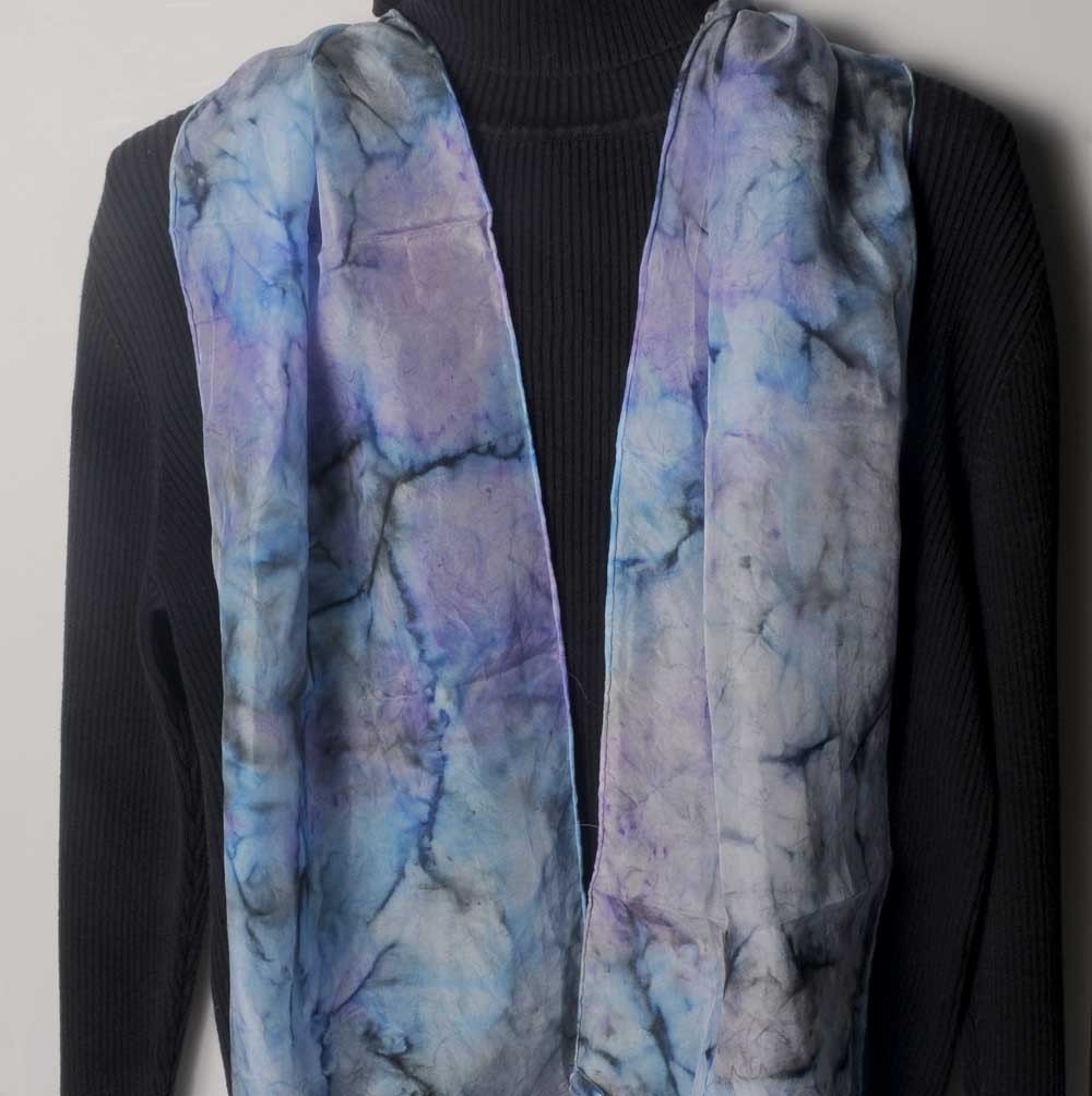 Truly Bluesy Hand Painted Silk Scarf