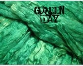 Mulberry Silk Sliver Roving in Green Day OOAK, 4 oz / 113.4 g