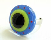 Not So Evil Eye Fused Glass Ring - Blue