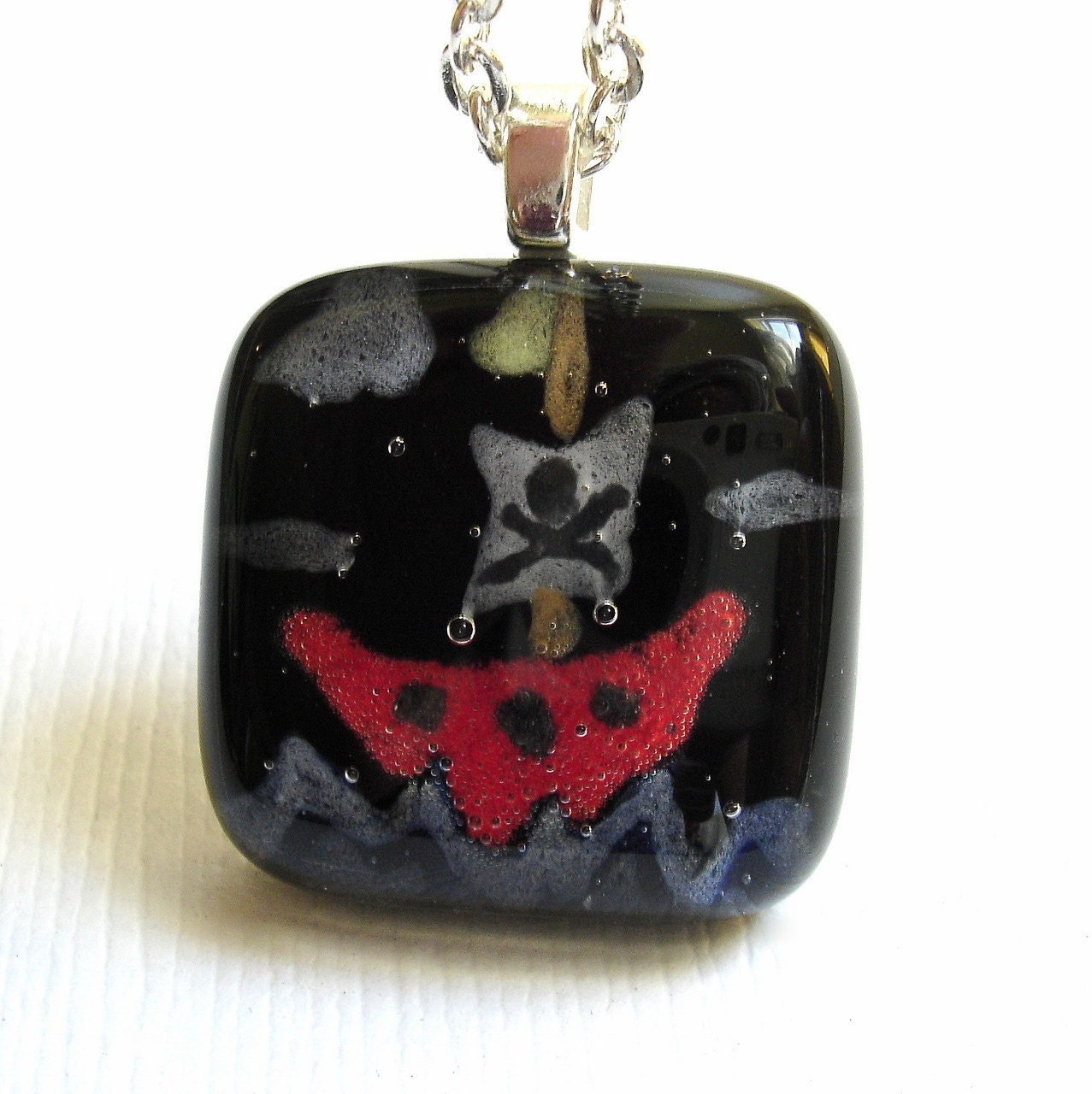 Pirate Ship Fused Glass Necklace