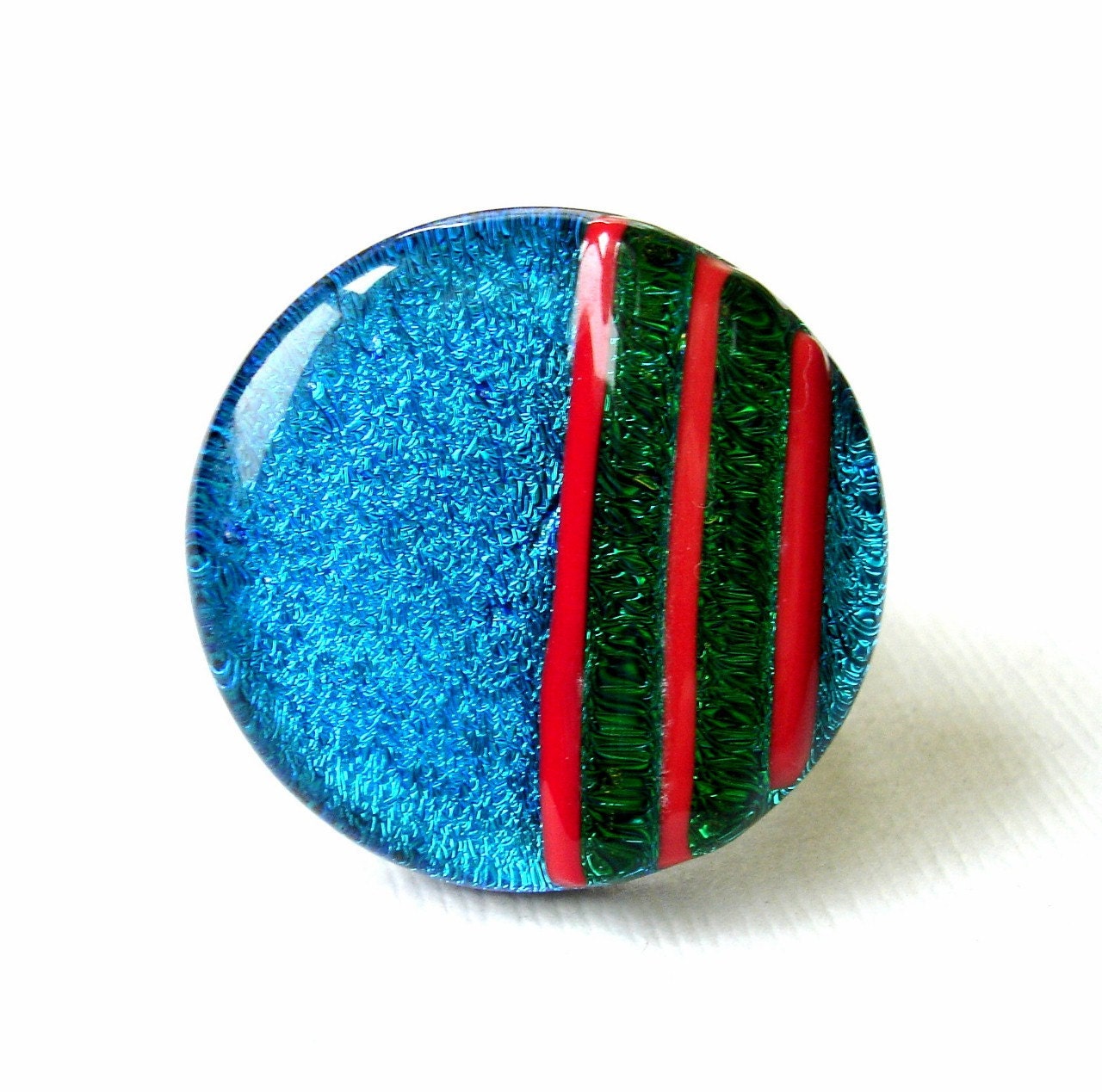 Circle and Stripes Fused Glass Ring