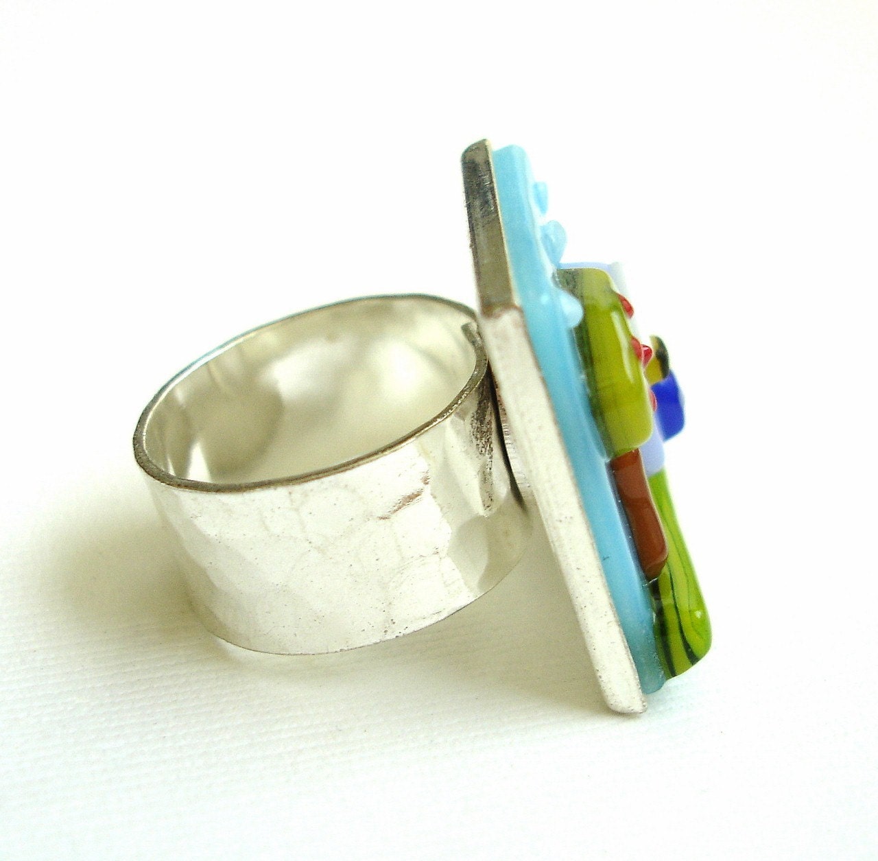 My Purple House Fused Glass Adjustable Ring
