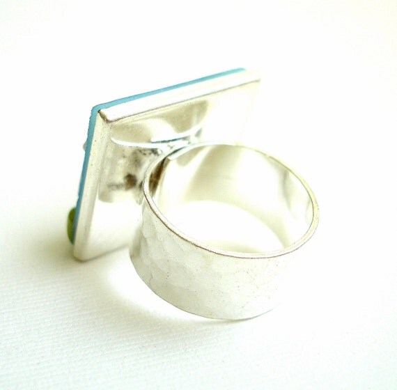 My Purple House Fused Glass Adjustable Ring