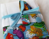 Burp Cloth Pacifier Clip Set Frog Print Fabric Includes Monogramming on Burp Cloth Only
