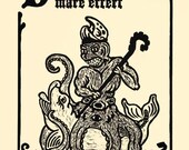 Dagon fish god woodcut print necronomicon page