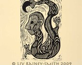 The Listener limited Edition Woodblock Print 8x10