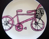 Melamine Bicycle Plate in Hot Pink and Black
