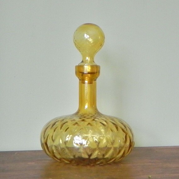 Large amber glass jar with lid - decanter - glamorous