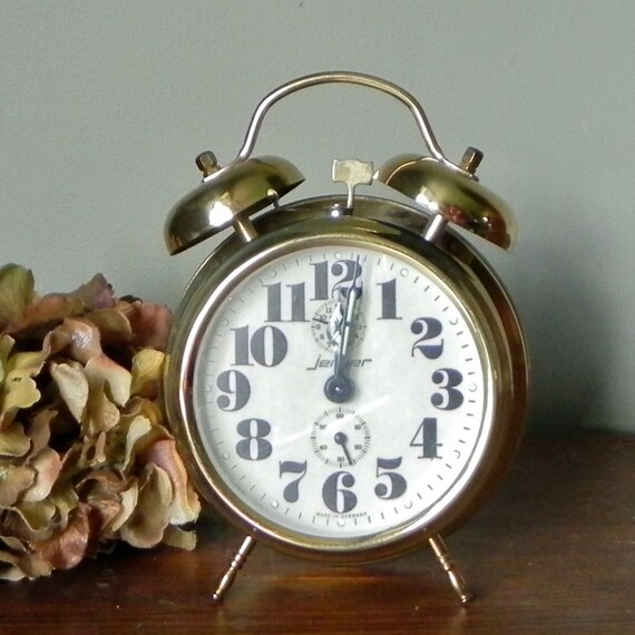 Vintage German brass alarm clock Jerger working by jollytimeone