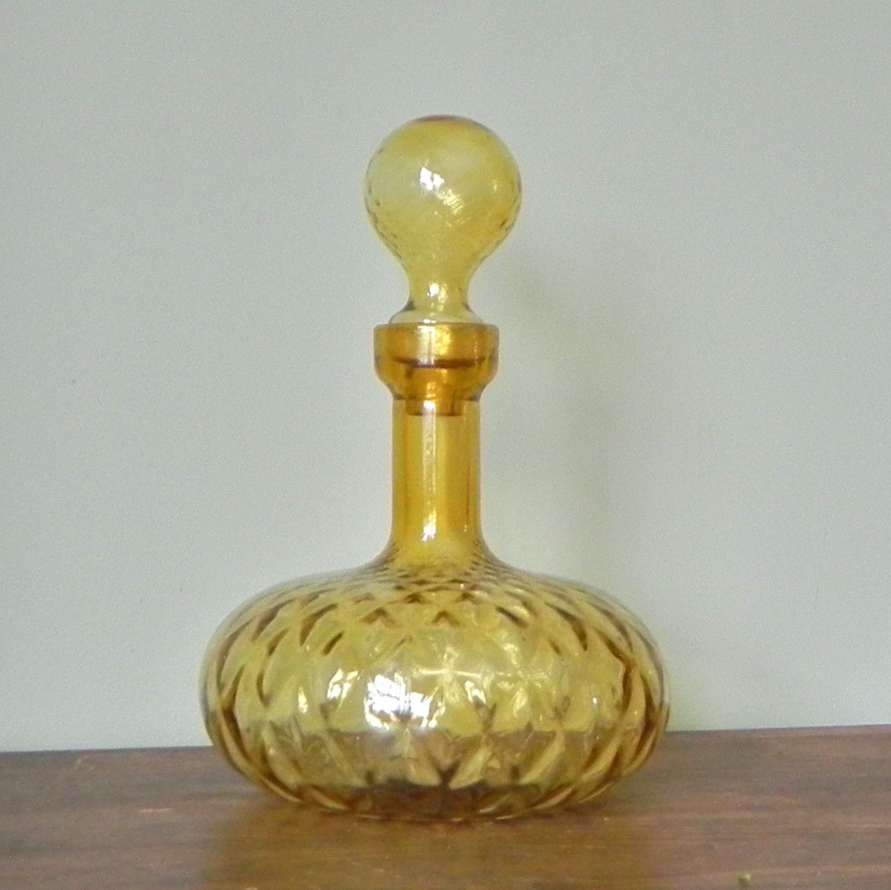 Large amber glass jar with lid - decanter - glamorous