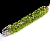 Beaded Shawl Pin - Green Lights