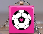Scrabble Pendant - SOCCER LOVE (PINK)