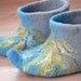 Aqua handfelted slippers/ home shoes, size 37-38, Us 7-8- READY TO SHIP