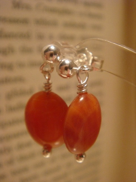 Fire Agate Drop Stud Earrings