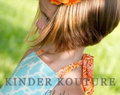 Tropical Punch Girls Halter Dress in Turquoise and Orange