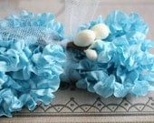 2 yards robins egg blue....handmade ruffled lingerie trim