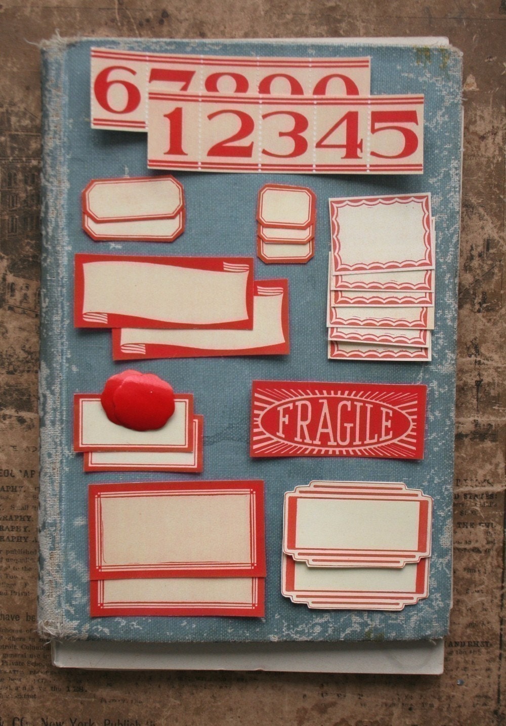 Reserved for Sari in Finland....58 red bordered valentine labels and dennison seals