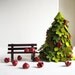 Christmas Tree. Fir with bench. Felt decoration.