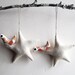 Christmas ornament. Two cream stars with bird. Felt Decoration wall hanging.