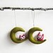 Christmas ornament. Two dark green Moons with owl. Felt Decoration wall hanging.