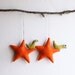 Orange Stars with birds. Felt Decoration wall hanging.