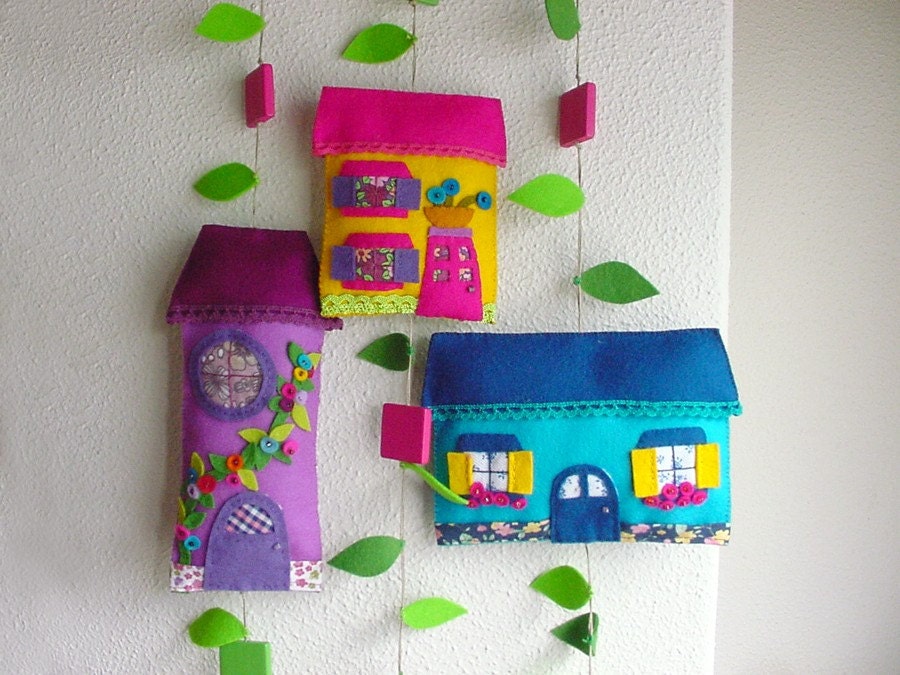 Felt House Mobile - Hanging Purple House