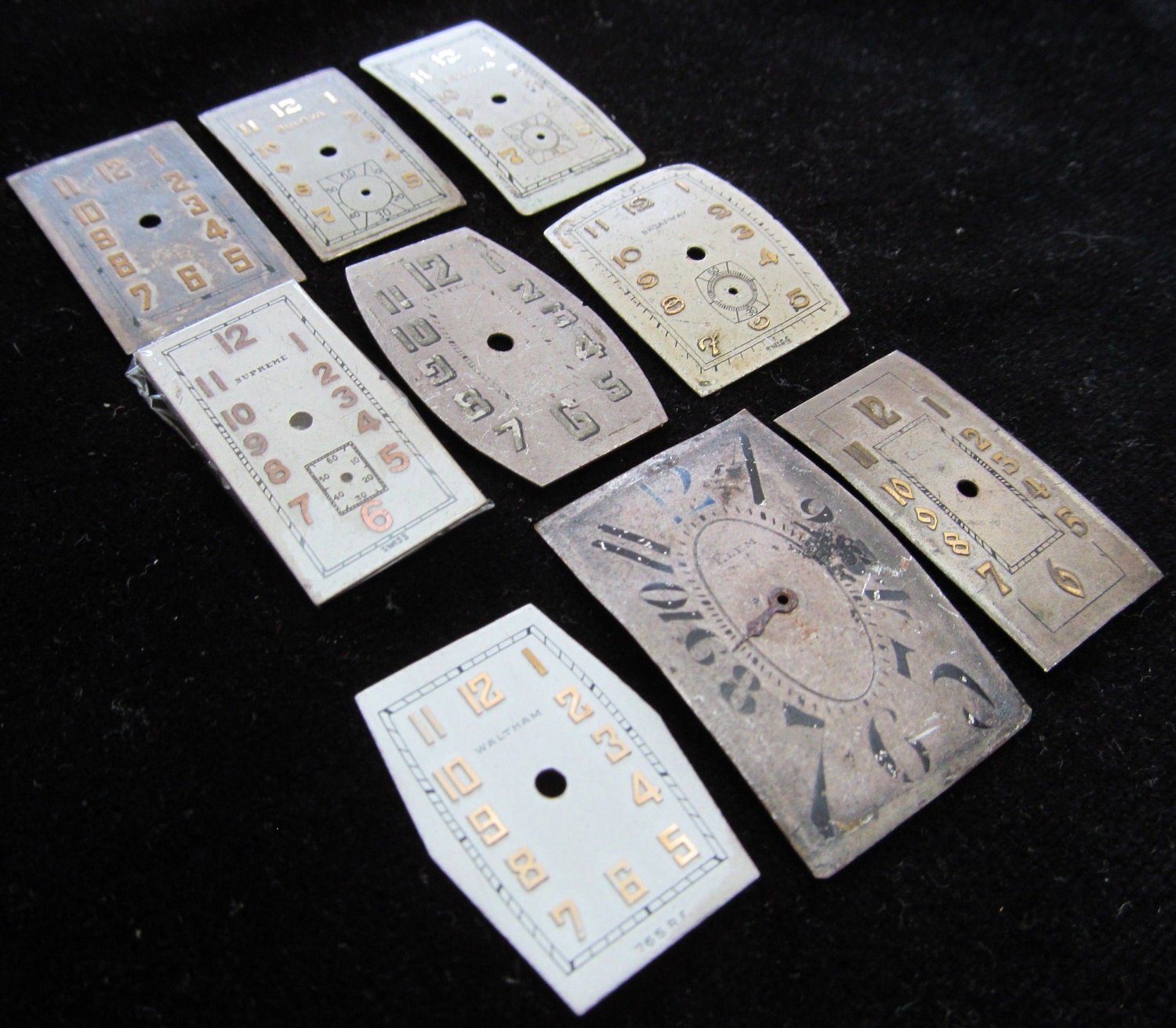 Vintage Antique Watch Dials Steampunk Faces Parts Assemblage Mixed Media DS 55