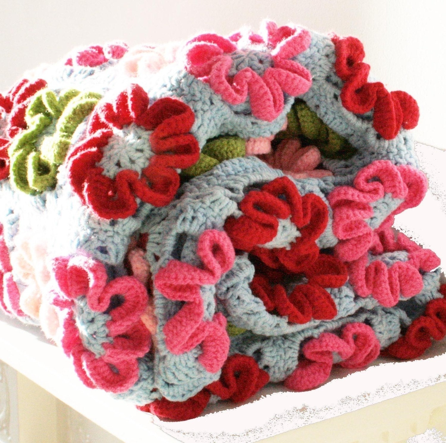Soft Cotton Crochet Flower Blanket 115cm x 115cm