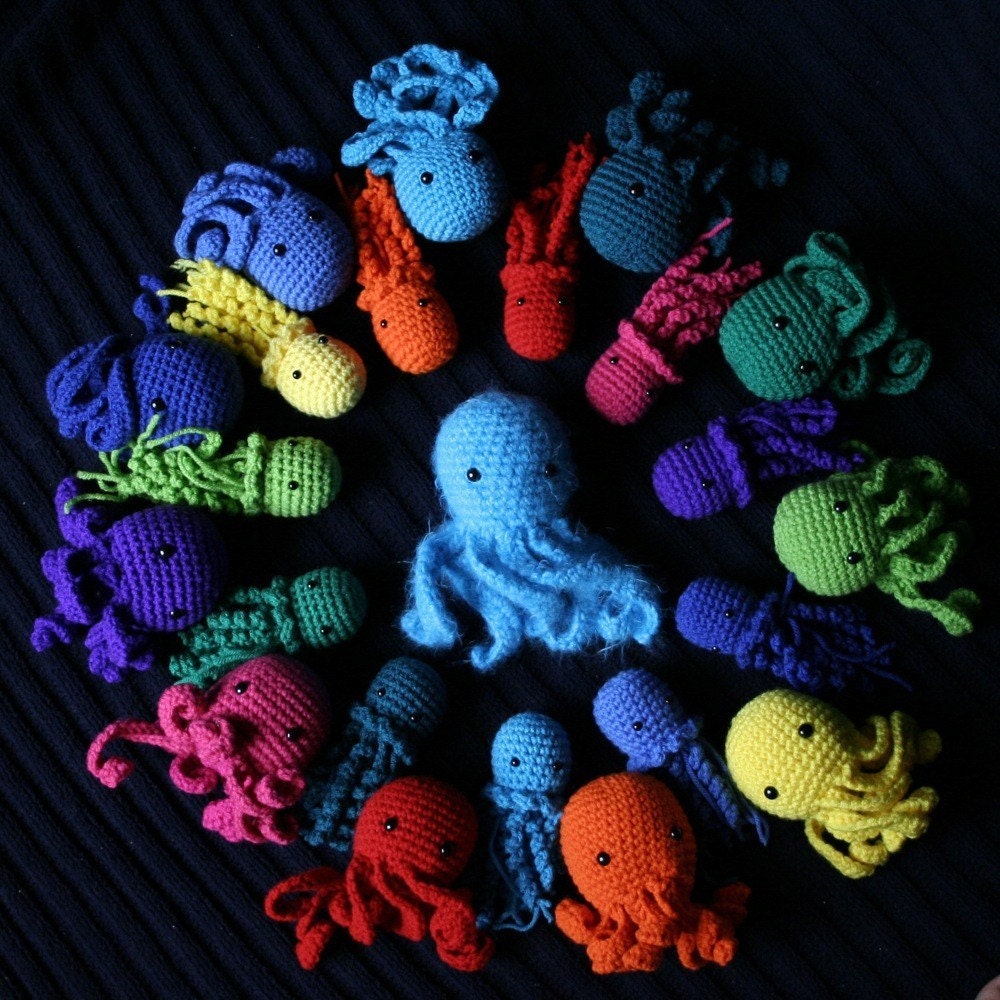 Valentine's Day Pink Amigurumi Octopus Stuffed Animal with Red Hearts