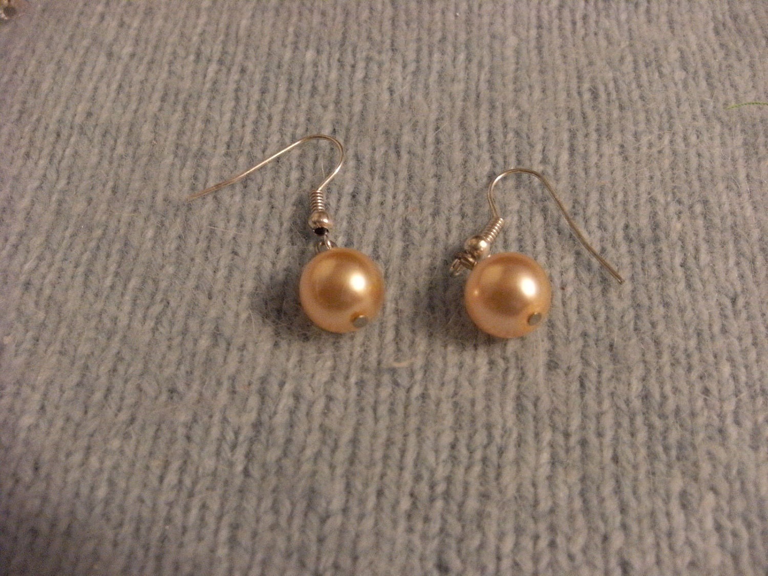 frenchhooks earings with silverplate wires and cream faux pearls