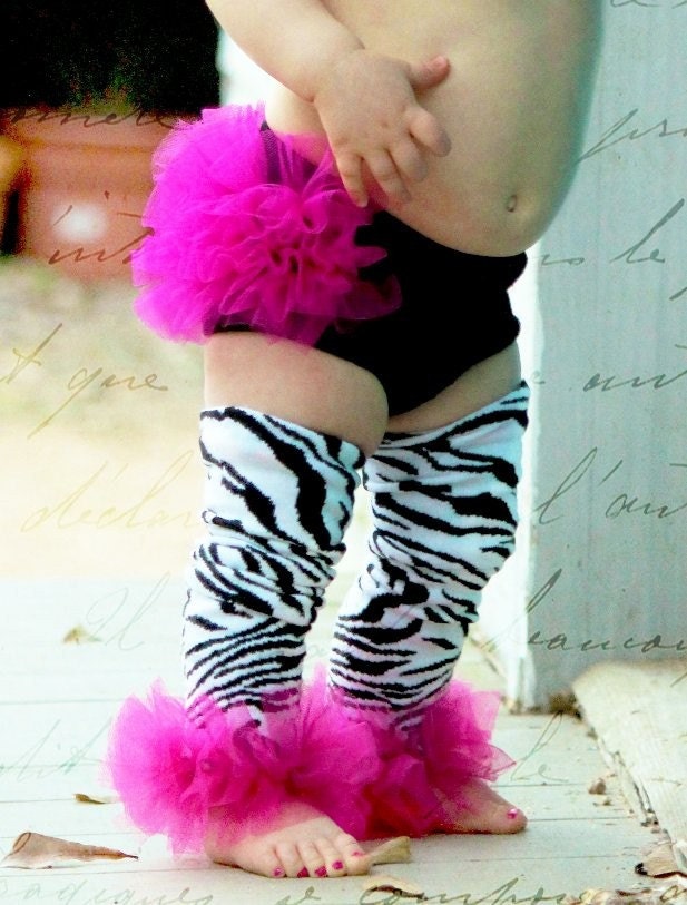 Spring Sale Wild Zebra Bunny Legs Girls Ruffled Tutu leg warmers - Perfect for crawling baby to girls 6X approx 12" long