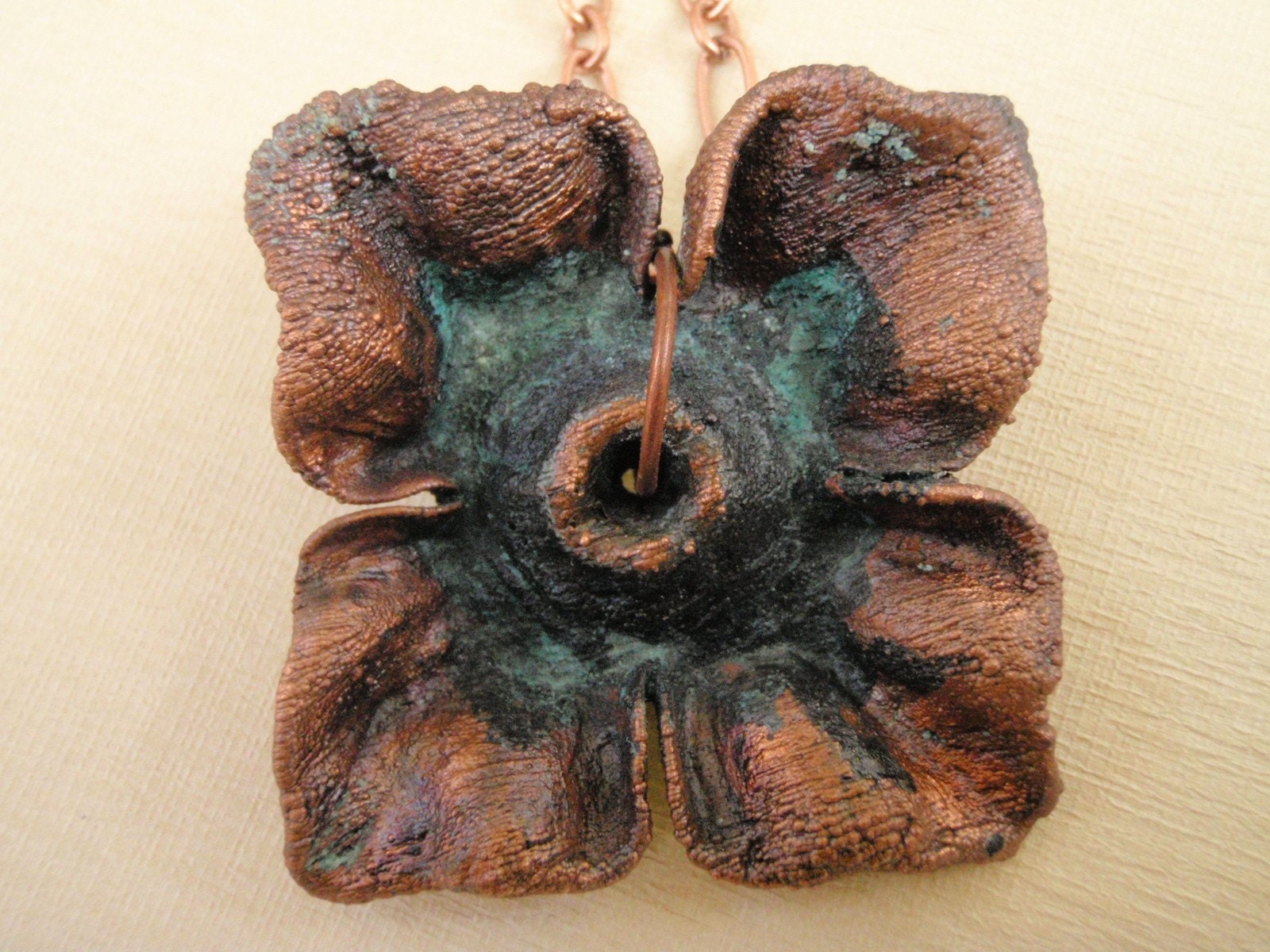 Persimmon Calyx Necklace - Copper Electroformed