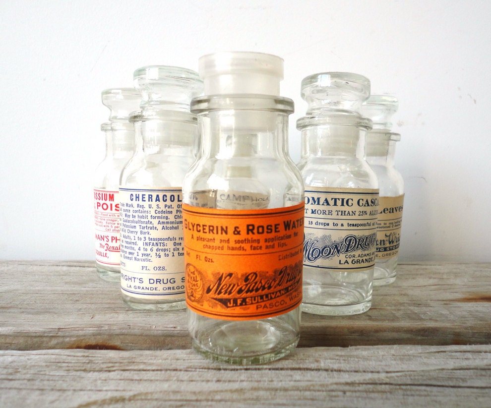 Glass Apothecary Jar with Stopper. Glycerin & Rose Water.
