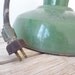 Industrial Hanging Light. Green Porcelain Shade. Works Great