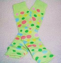 Bright Green Colorful Polka Dot Baby Leg Warmers, Infant to Toddler Size, Ready to Ship