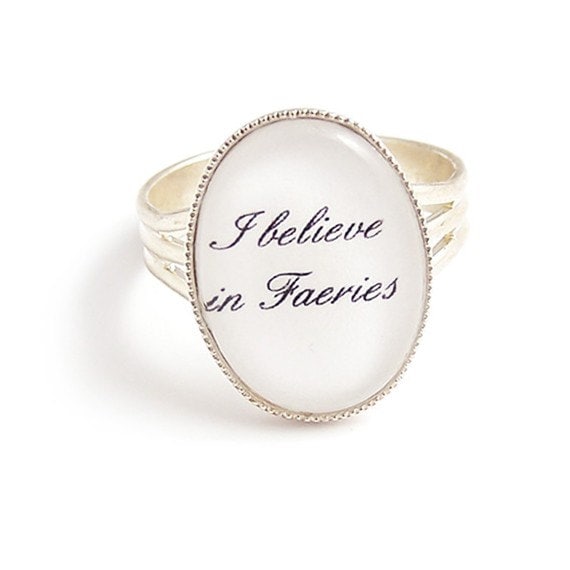 I believe in Faeries .. fairytale fairy ring adjustable silver plated