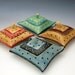 Pillow Shaped treasure trinket box in Honey Gold and deep maroon