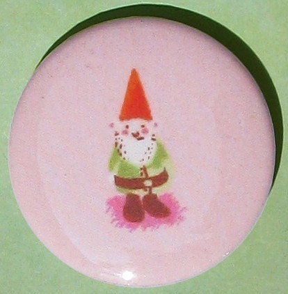 pocket mirror super cute gnome on pink fabric covered pocket mirror