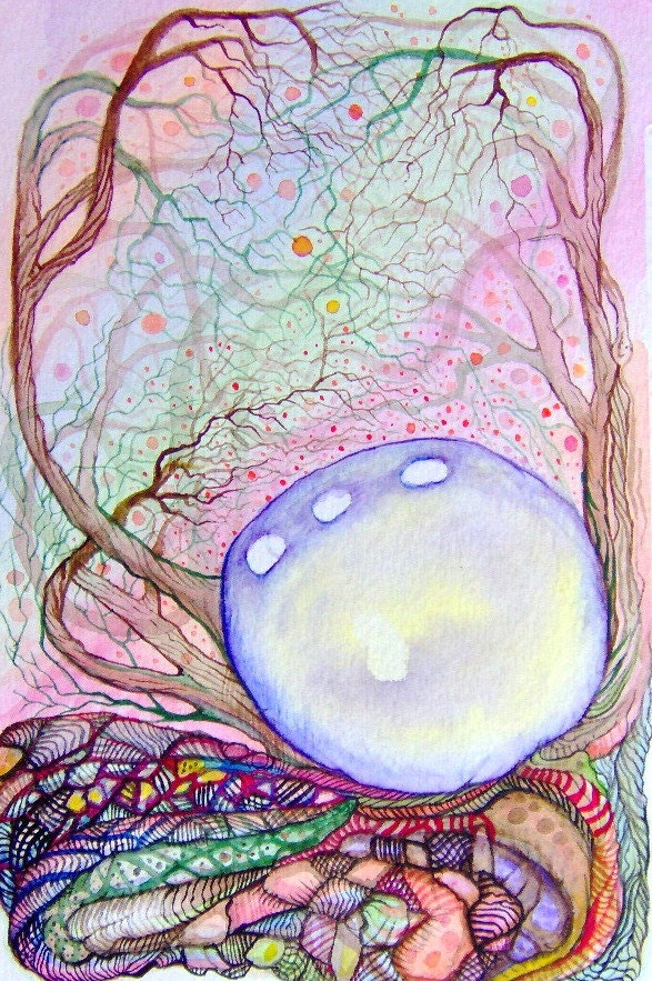 Alien Planet Original Watercolor Painting