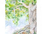 Ancient Tree Original Watercolor Painting