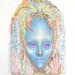 Goddess Face Art Mask Wall Sculpture Blue OOAK