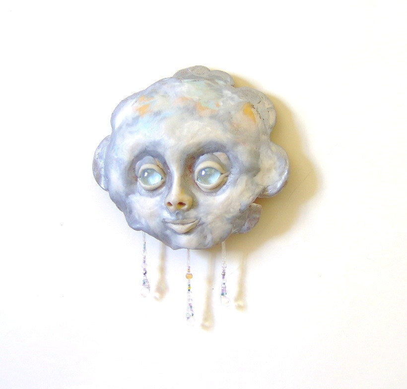 Tiny Rain Cloud Face Mask Sculpture