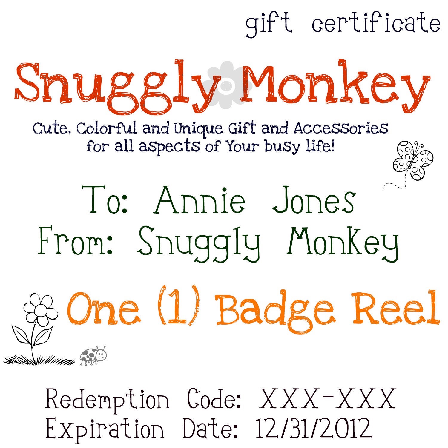 Badge ID Holder Badge Reel GIFT CERTIFICATE