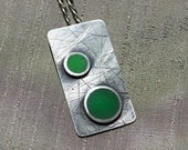 Boho silver pendant - Green resin - READY TO SHIP