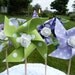 For Rouleen - Garden party - Pinwheel Cupcake Flags - 12 Fabric Floral Polka Dots Cake Toppers
