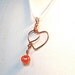 Copper Heart Pendant Necklace -Wire Wrapped Orange Carnelian Gemstone