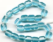 Vintage Blue Beads Faceted 7mm Aquamarine Barrel Shape - W. Germany