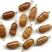 Vintage Brown Agate Glass Beads 18mm w/ Bead Caps & Eye Pin